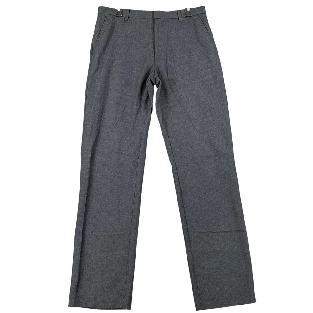 Banana Republic Dress Pants Men 33x34 Charcoal Grey Tailored Fit Flat Front